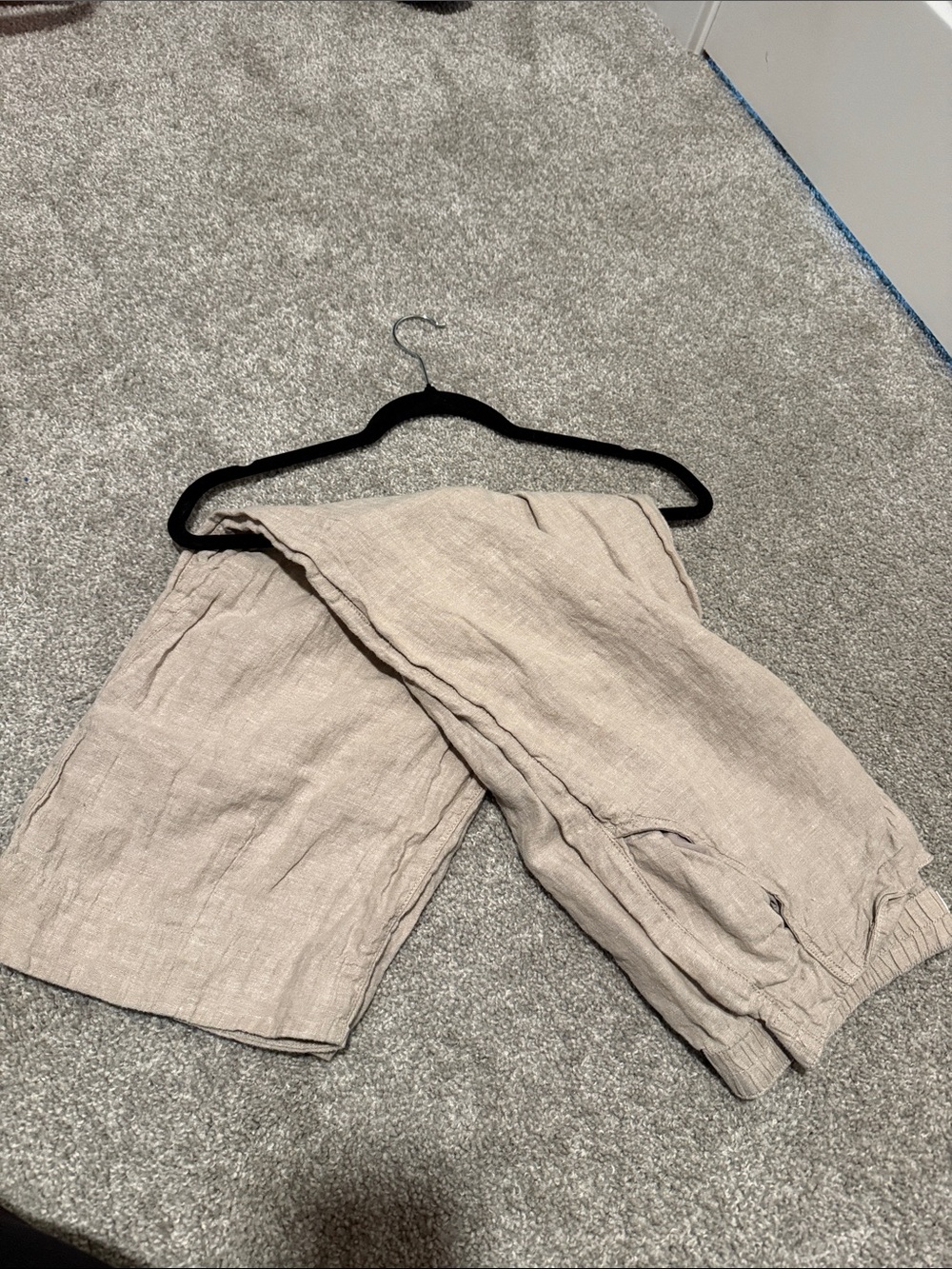 100% linen pants beige